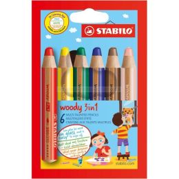 6 crayons de couleur stabilo woody 3 in 1