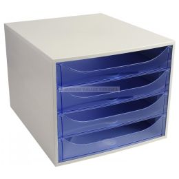 Module de classement 4 tiroirs a4 exacompta eco box gris bleu