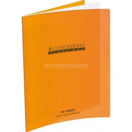 Cahier conquerant classique a4 96 pages grands carreaux orange