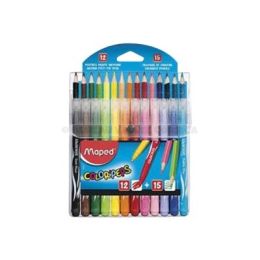 12 marqueurs et 15 crayons de couleur maped  color'peps