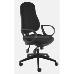 Chaise bureautique tissu noir haut dossier ergonomique