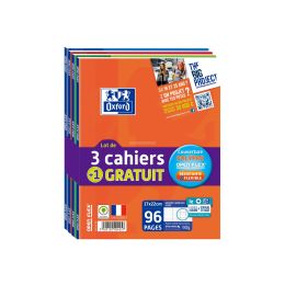 4 cahiers a5+ oxford open flex 96 pages grands carreaux 