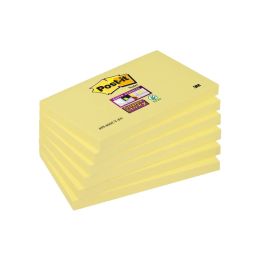 6 blocs notes super sticky jaune 76 x 127 mm