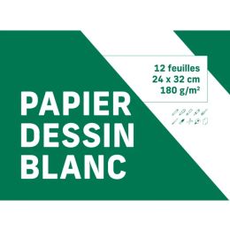 12 feuilles 24 x 32 cm 180 g blanc papier  dessin