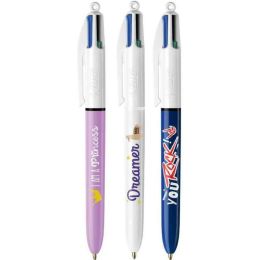 Stylo  bille rtractable 4 couleurs messages