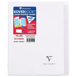 Cahier polypro 17 x 22 cm 96 pages grands carreaux transparent