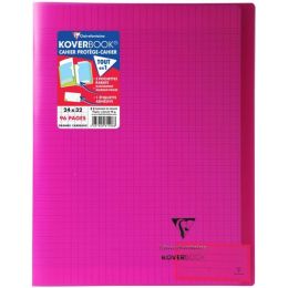 Cahier polypro a4+ 96 pages grands carreaux rose