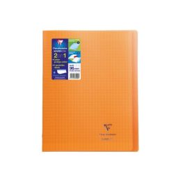 Cahier polypro a4+ 96 pages grands carreaux orange