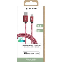 Cable tiss usb a / lightning 2 m rouge