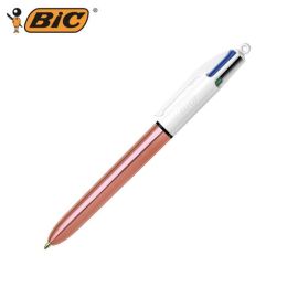 Stylo  bille 4 couleurs corps rose gold shine