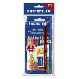 12 crayons de couleur 2 mm (+1 crayon +1 gomme)  staedtler noris club