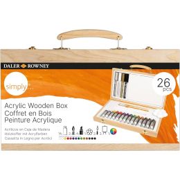 Coffret en bois avec peintures acryliques