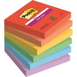 6 blocs notes de 90 feuilles super sticky playful assorties 76 x 76 mm