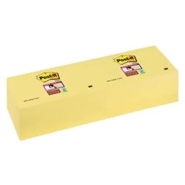 12 blocs notes super sticky jaune 76 x 127 mm