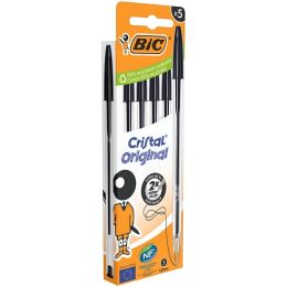 5 stylos  bille noir 1 mm pointe moyenne