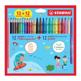 Kit coloriage 12 feutres power et 12 crayons de couleur