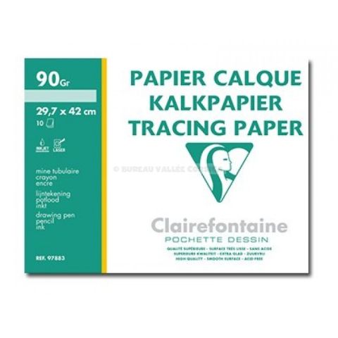 10 feuilles de papier calque a3 clairefontaine fine arts