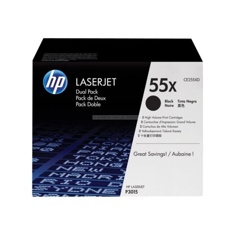 Toner laser hp 55x pack de 2 noir ce255xd