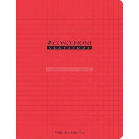 Cahier conquerant classique a4 96 pages grands carreaux rouge