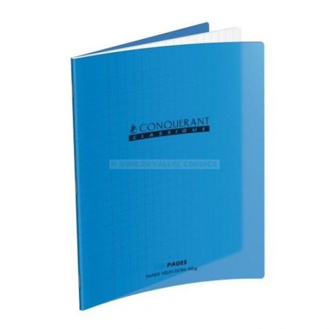 Cahier conquerant classique a4 96 pages grands carreaux bleu