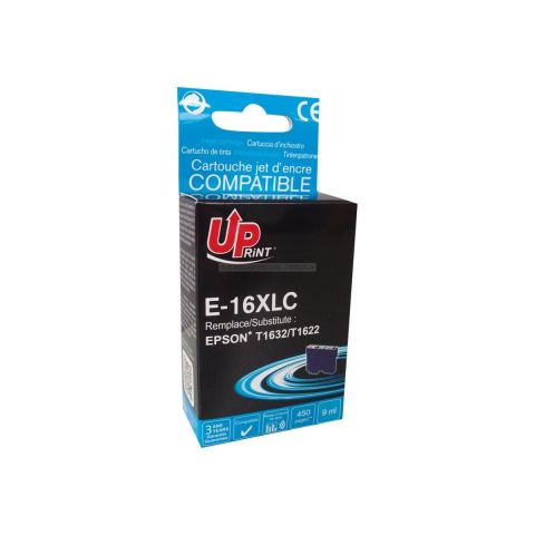 Cartouche d'encre cyan uprint compatible epson t1632 t1622