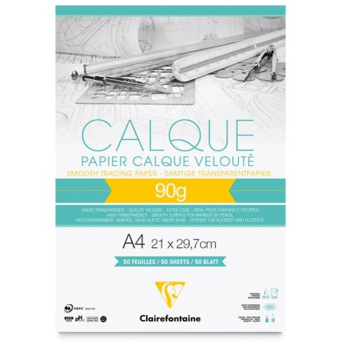 Bloc de 50 feuilles 90g papier calque suprieur a4