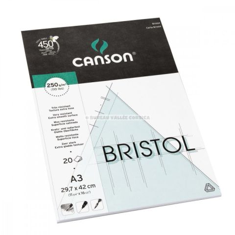 Bloc bristol 20 feuilles a3 250 g