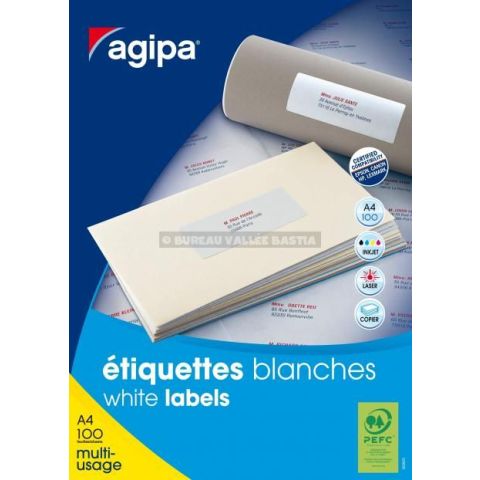 1400 tiquettes blanches 105 x 39 mm