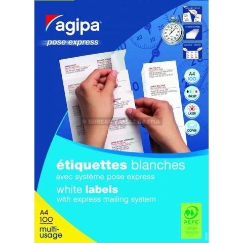 2400 tiquettes blanches 70 x 37 mm pose express