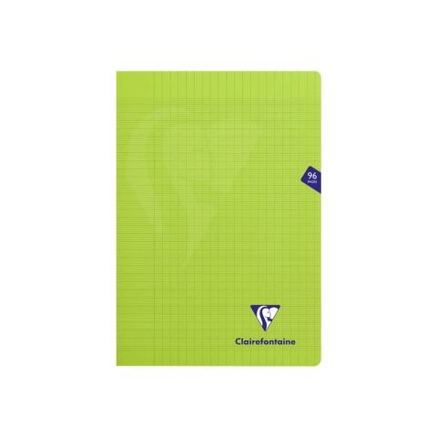 Cahier polypro a4 96 pages grands carreaux vert