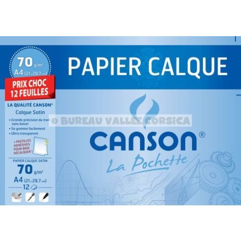 12 feuilles de papier calque 70 g canson a4