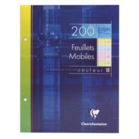 100 feuillets mobiles clairefontaine bleue a5+ grands carreaux