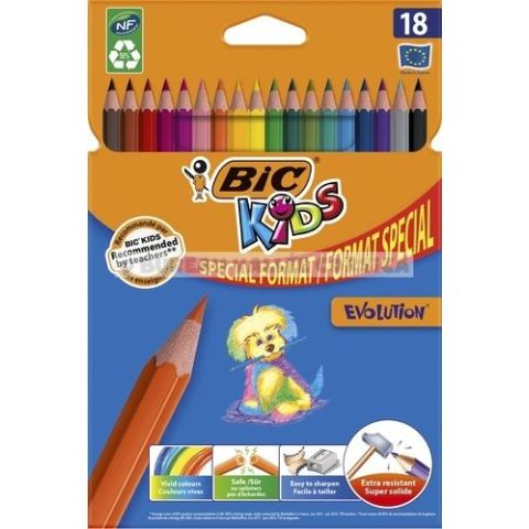 18 crayons de couleur evolution bic kids