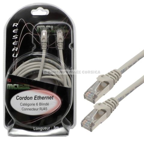 Cable reseau cordon de brassage rj45 cat 6 f/utp 5m