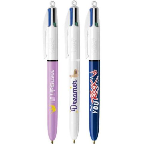 Stylo  bille rtractable 4 couleurs messages