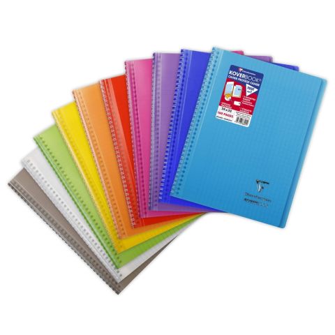 Cahier polypro spiral 24 x 32 cm 160 pages grands carreaux