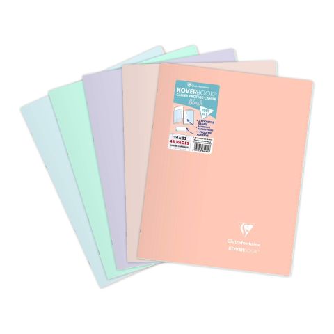 Cahier polypro 24 x 32 cm 48 pages grands carreaux pastels