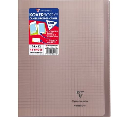 Cahier polypro 24 x 32 cm 48 pages grands carreaux