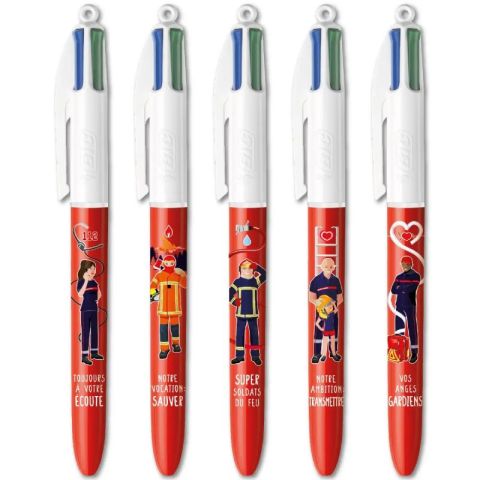 Stylos bic 4 couleurs pompiers