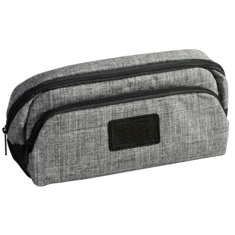 Trousse 2 compartiments gris pet recycl