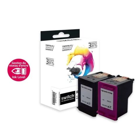 2 cartouches d'encre switch compatible hp 305 xl noir et couleur