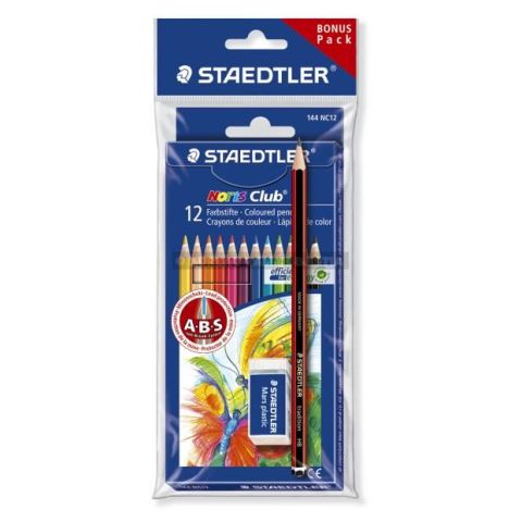 12 crayons de couleur 2 mm (+1 crayon +1 gomme)  staedtler noris club