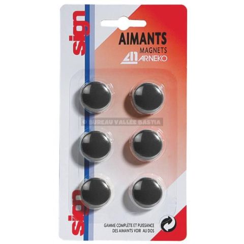 6 aimants 22 mm noirs