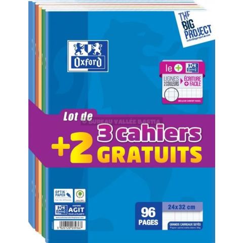 5 cahiers a4+ oxford 96 pages seyes 90 g