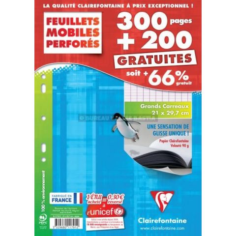 500 copies simples a4 calligraphe grands carreaux perfores