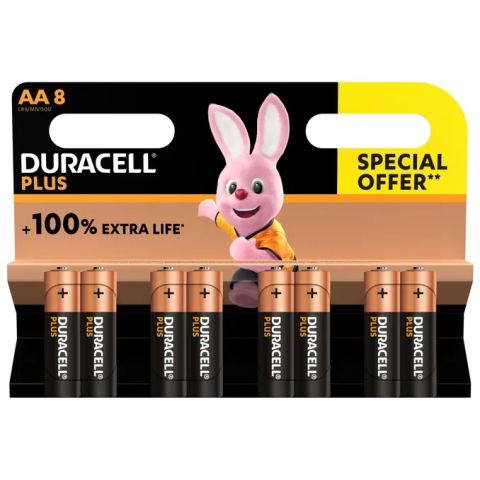 8 piles alcalines duracell aa lr06