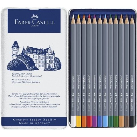 12 crayons de couleur aquarellables faber-castell goldfaber aqua