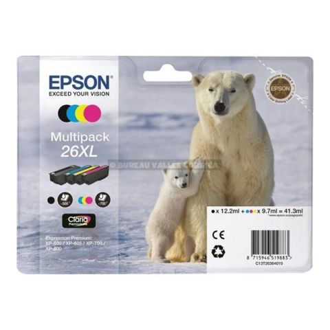 Pack cartouches d'encre epson t 2636 noire + couleurs c13t26364010