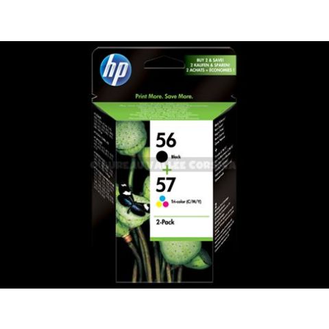 Pack cartouches d'encre hp56 noire + hp57 couleur sa342ae