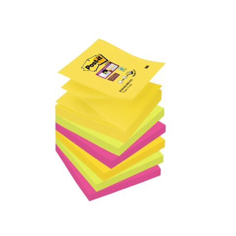 6 blocs z-notes super sticky rio couleurs vives 76 x 76 mm